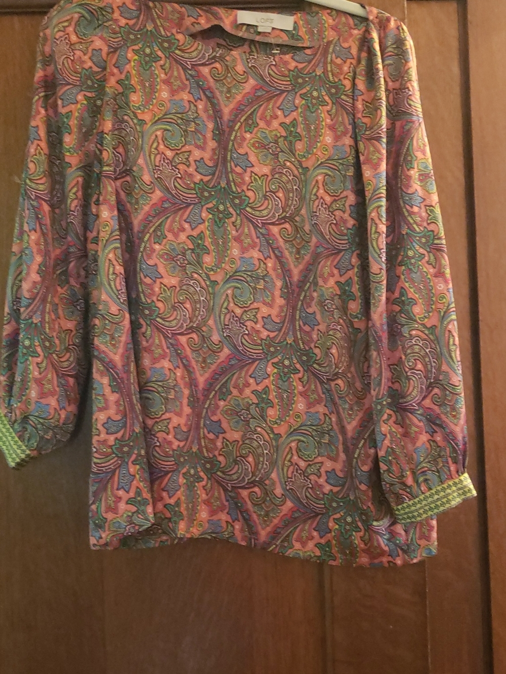 LOFT Paisley Print Blouse in Pink, Green, Purple